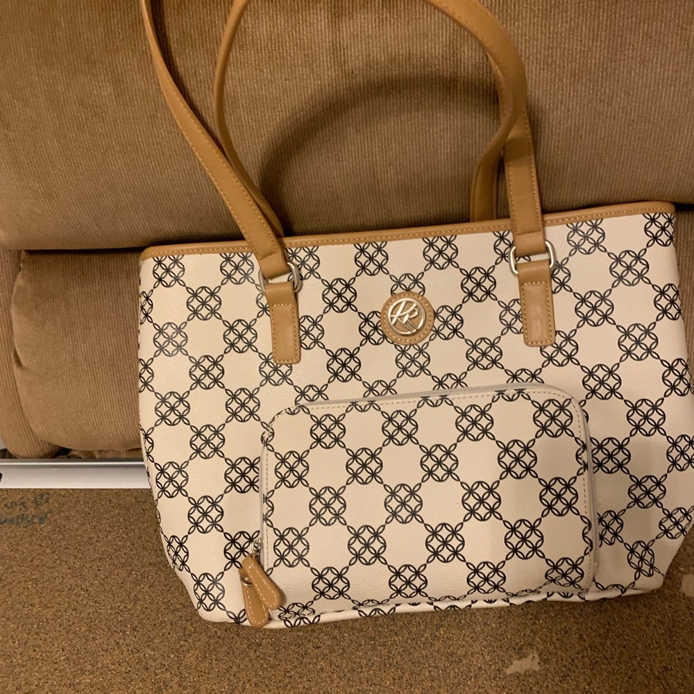 Tan and cream color bag